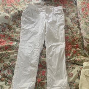 LOFT white straight leg cotton pants size 10